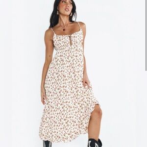 Princess Polly Floral Maxi Dress - White and Red